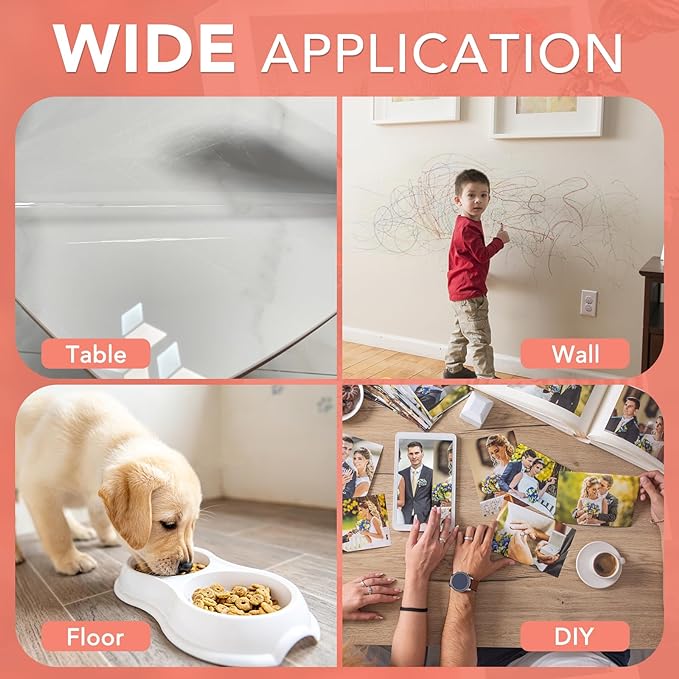 4 Rolls Clear Contact Paper, Plastic Book Covers 13.5 in x 5 ft, Contact Paper Peel and Stick, Clear Self Adhesive Protective Liner Papers Protector for Crafts Paperback Textbook Hard Covers Documents