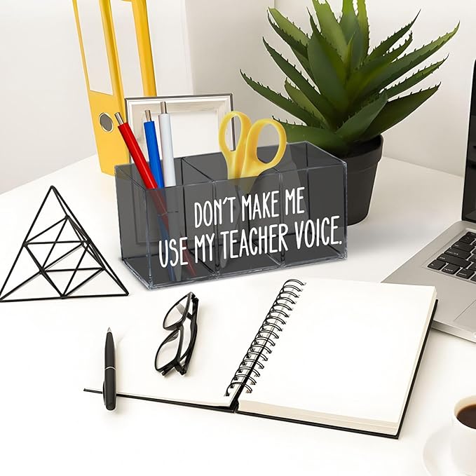 Teacher Pencil Holder, Funny Teacher Gifts Pen Holder for Desk, Gifts for Teacher Professor Mentors, Teacher Gifts Acrylic Pen Pencil Holder Organizer for Office Desk Accessories