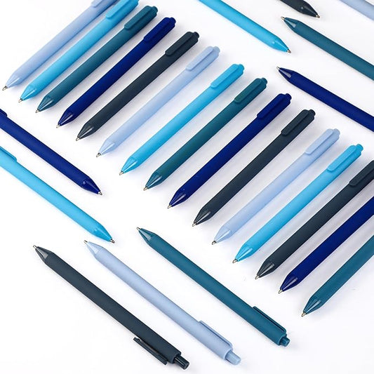 25 Pcs Ballpoint Pens Bulk Retractable Writing 1. 0 mm Black Ink Cute Pens Smooth Writing Color Fancy Gift for Teacher Student Employee Office School Home Baby Shower Supplies (Blue Series)