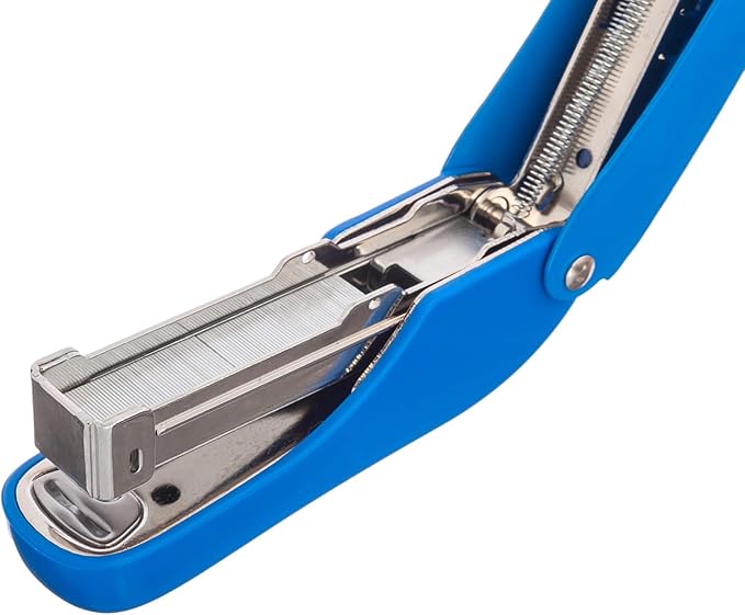 Praxxis Pro Office Supplies - Aria-Plus Half-Strip Mini Stapler - Durable, Compact, and Colorful Stapler for Office and Travel Use, Compatible with Standard 26/6 Staples, Blue