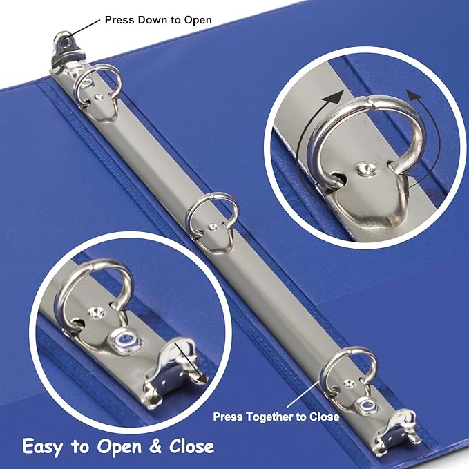 COMIX 3 Ring Binder 1/2 inch with Clear View Cover, 0.5" View Binder Holds 100 Sheets of US Letter Size Paper, 6 Pack (Assorted)