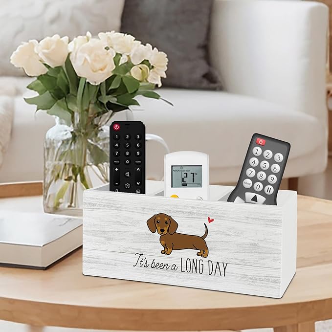 Funny Dachshund Pen Pencil Holder Organizer for Desk Accessories, Weiner Dog Gifts Wooden Box Sign Desk Decor for Home Office Decoration, Gifts for Dachshund Lovers Women Men