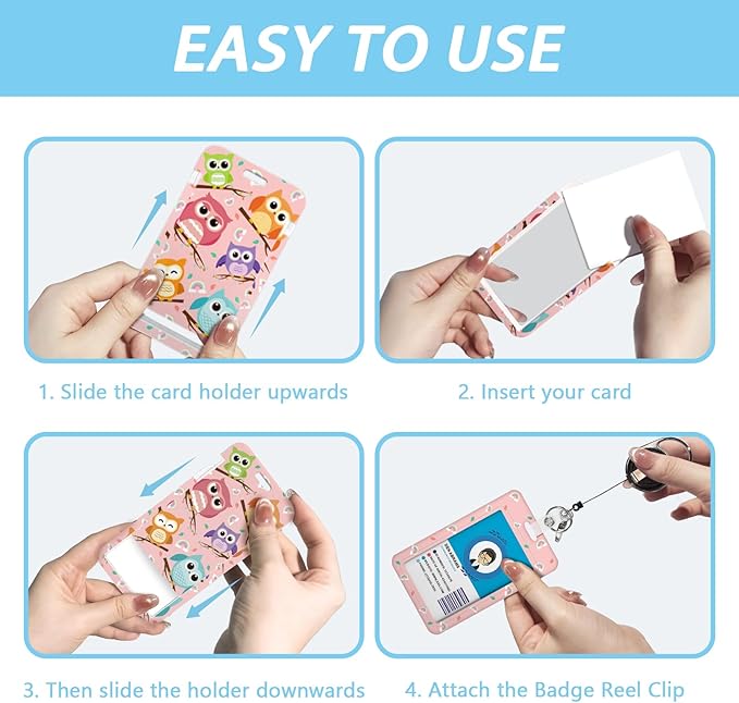 Gctriki Cute Owls Teacher Appreciation Gifts - Retractable ID Badge Holder with Lanyard & 360° Carabiner Clip, Heavy Duty Badge Reel Keychain Nurse School Office Accessories for Women Teachers