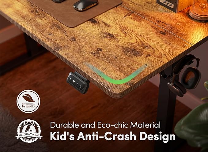 FEZIBO Electric Standing Desk, 60 x 24 Inches Height Adjustable Stand up Desk, Sit Stand Home Office Desk, Computer Desk, Rustic Brown