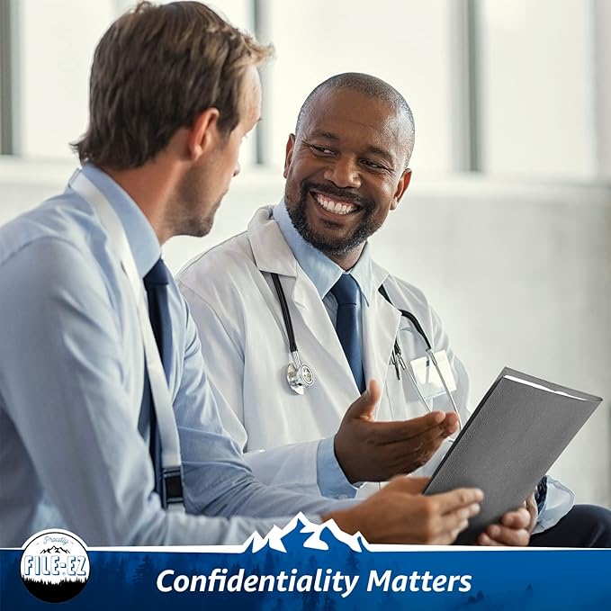 FILE-EZ Two-Pocket Folders, Dark Gray Color, 25-Pack, Textured Paper, Matte Finish, Letter Sheet Size (EZ-32531)