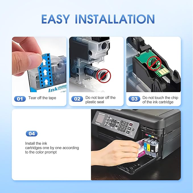 LC401XL Ink Cartridges for Brother LC401XL LC401 Ink High Yield Work for Brother MFC-J1010DW MFC-J1170DW MFC-J1012DW DCP-J1140DW MFC-J1800DW Printer (1 Black 1 Cyan 1 Magenta 1 Yellow, 4 Pack)