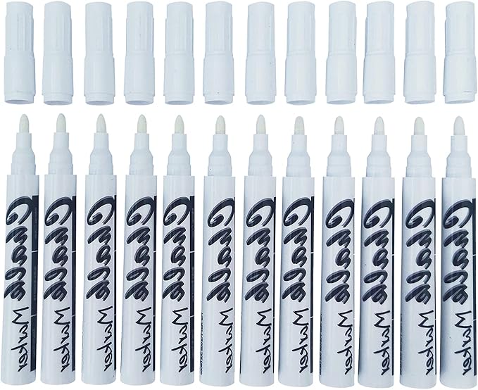 Volcanics White Liquid Chalk Markers 36 Pack Chalk Pens for Blackboard, Chalkboard, Windows, Glass, LED Board, Bistro Signs – Erasable Water-Based Ink Ideal for Teachers, Artists & DIY Projects