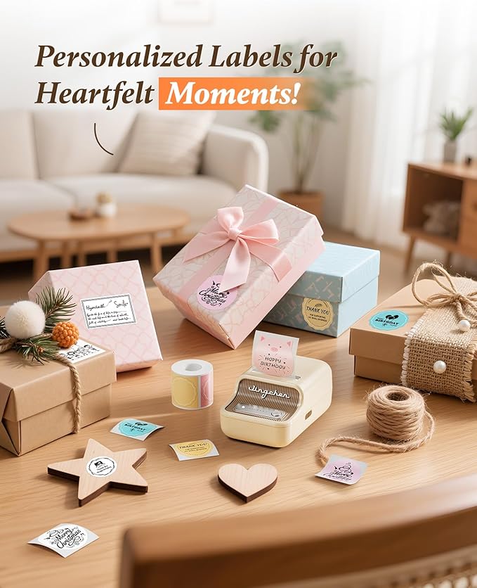 NIIMBOT B21 Label Maker, Thermal Label Printer, Portable Inkless Label Makers for Home/Office/Business, with 1 Pack 50x30mm White Label, Compatible with iOS & Android, (White)