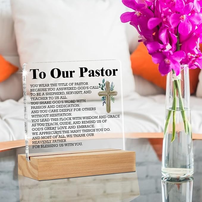 Gifts for Pastors, Thank You Gift for Pastor Preacher Church Leader, to Our Pastor Clear Desk Decorative Sign Home Acrylic Decor