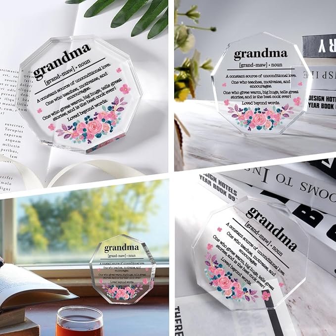 Grandma Gifts from Grandchildren Thank You Gift for Grandma Best Grandma Ever Birthday Christmas Gift for Grandmother Nana GiGi Great Grandma Gammy Grandma Definition Acrylic Decorative Signs Plaques