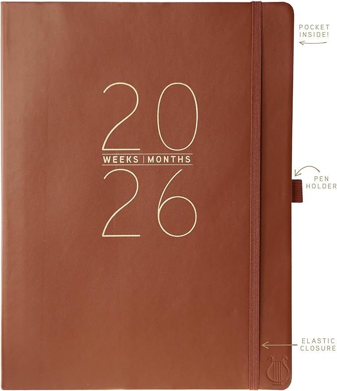 Graphique 2026 Apollo Business Planner | 18 Month Organizer, July 2025 - Dec. 2026 | Weekly & Monthly Spreads | To-Do List & Note Pages | Pen Loop | Vegan Leather | Classic Brown | 8” x 10”