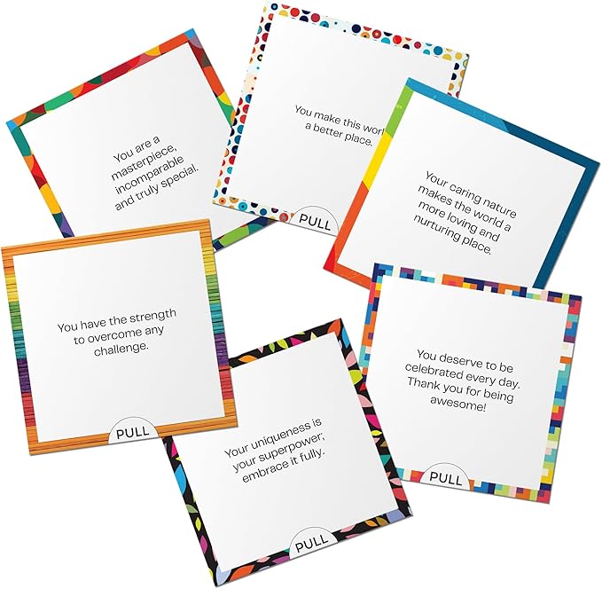 Dessie Awesome Mini Encouragement Cards - 40 Unique Cards w/Inspirational Messages, 2.5" x 2.5". Employee & Teacher Appreciation Gifts in Bulk