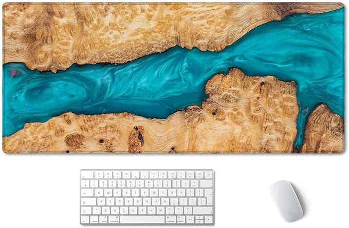 SSOIU Large Mouse Pad, Full Desk XXL Extended Gaming Mouse Pad 35.5" X 15.7", Waterproof Desk Mat with Stitched Edge, Non-Slip Laptop Computer Keyboard Mousepad for Office & Home, Petrified Wood