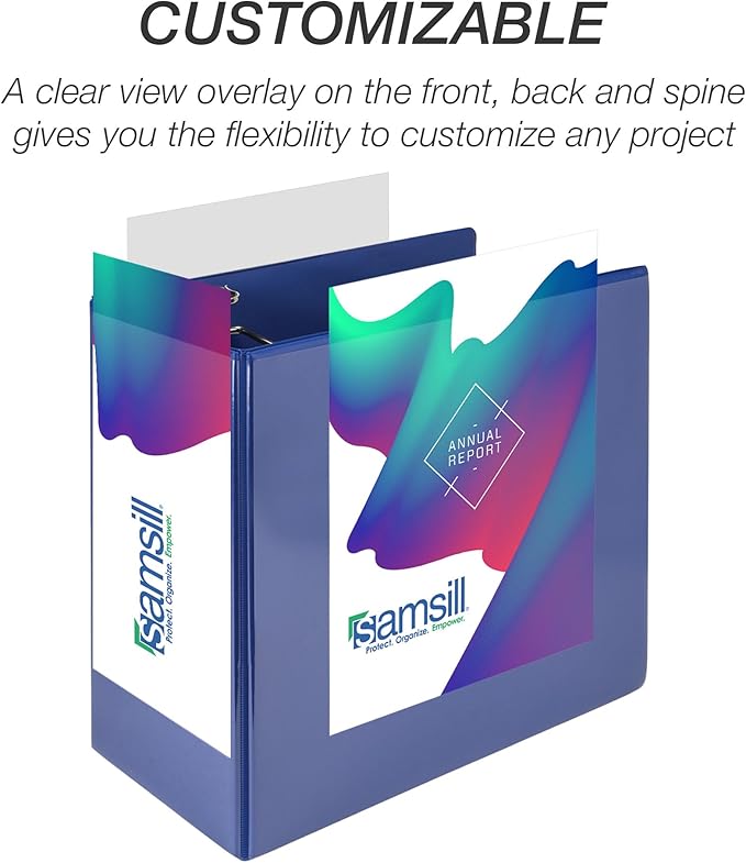 Samsill Durable 6 inch 3 Ring Binder, Made in USA, Locking D Ring FSC 100% Recycled Chipboard, Blue, 6 Pack