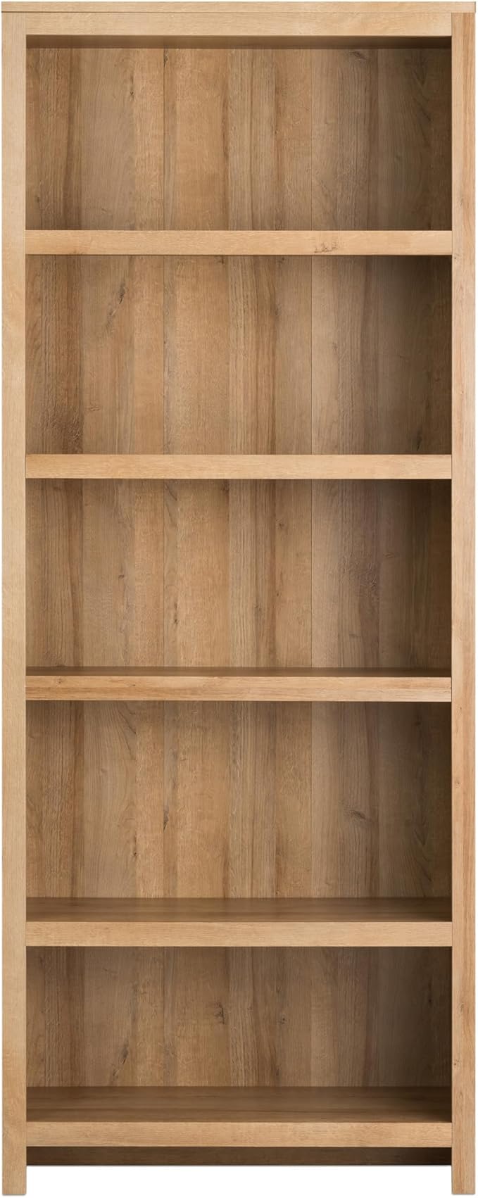 Prepac Moda 5-Tier Tall Wooden Bookcase, Oak Storage Cabinet, Display Cabinet, Bookshelf with Storage Shelves 31.75" W x 80" H x 12" D for Home Office, Living Room, Bedroom Organizer