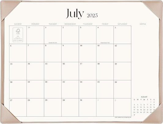 Simplified Desk Calendar 2025-2026 with Desktop Mat, Cabbrix Large Desk Pad Calendar 21" x 16-1/2" Runs From July 2025 to December 2026, Desk Blotter Calendar for Home School and Office (Apricot)