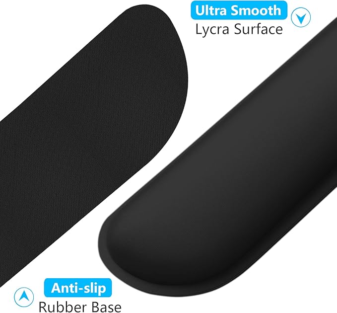 Dapesuom Enlarge Keyboard Wrist Rest, Cute Memory Foam Keyboard Wrist Cushion for Computer Desk Mats Support, Typing Pain Relief Ergonomic Mouse Pad Rests with Non-Slip Base for Gaming, Laptop, Black