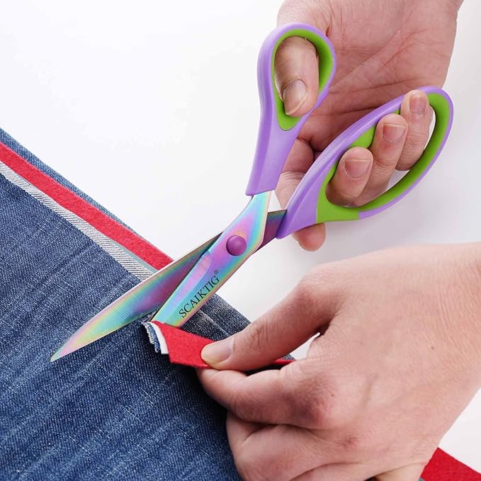 Scissors All Purpose, Sharp Titanium Blades Shears, Rubber Soft Grip Handle, Multipurpose scissors 3 pack, Great for Office, Fabric, Craft, Sewing, Arts, School and Home Supplies, Green