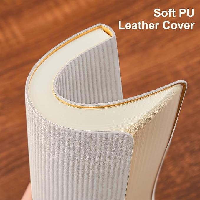 Lined Journal Notebook for Work College Ruled Note Book 7.2"x9.6" B5 PU Leather Daily Journaling 160 Pages for Women Men Writing Home School Supplies Business (Grey)