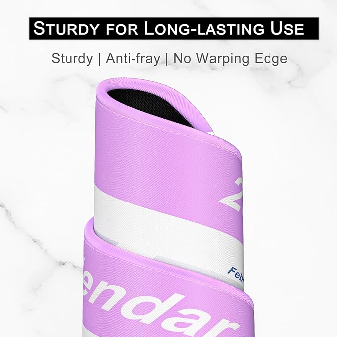 2026 Calendar Mouse Pad, Square New Year 2026 Mousepad 10.2 x 8.3 Inch, Stitched Edge Anti-Slip Waterproof Rubber Computer Mat for Office, Gaming, Laptop, New Year Office Supplies Gift, Purple