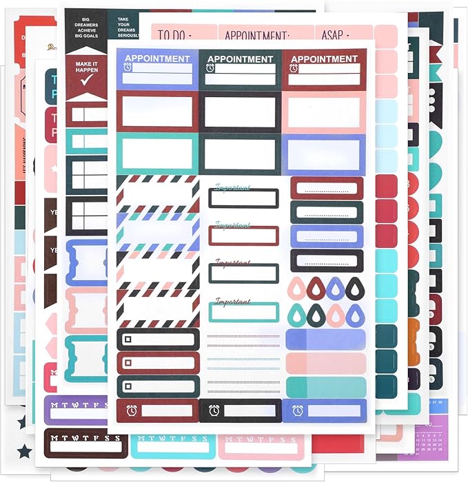 16 Sheet 1500+ Planner Stickers, Colorful Calendar Stickers to Remind to Do Daily Tasks, Journaling, Decorate Your Planner Accessories