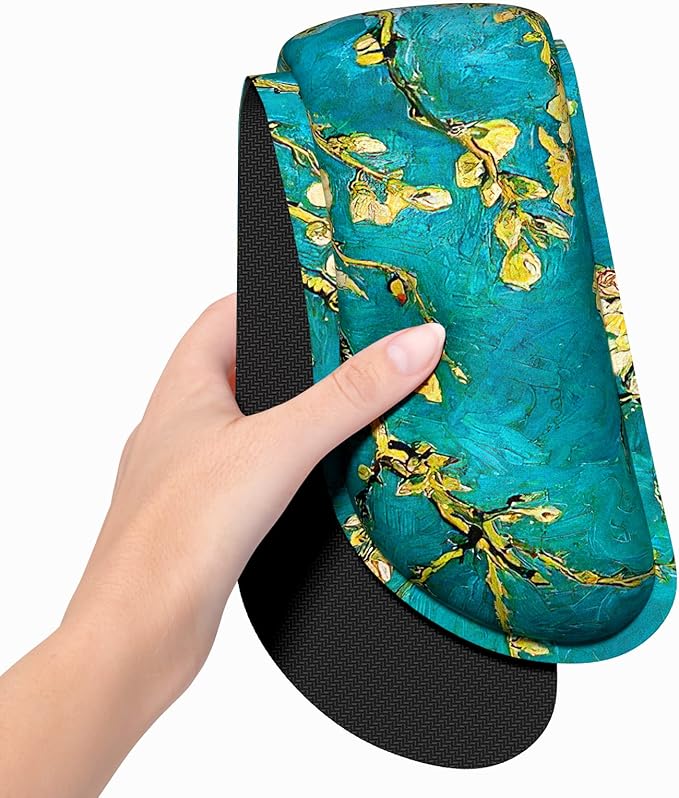 Dapesuom Enlarge Keyboard Wrist Rest, Memory Foam Wrist Cushion for Desk Mats Support, Cute Pain Relief Keyboard Mouse Pad Rests Set with Non-Slip Base for Gaming Laptop Office Computer, Blue Flower