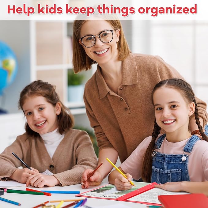 Henoyso 24 Pcs Plastic Folders with Clear Front Pocket and 3 Prong Take Home Plastic 2 Pocket Folder Back to School for Students Parent Teacher Communication for School Office (Red)