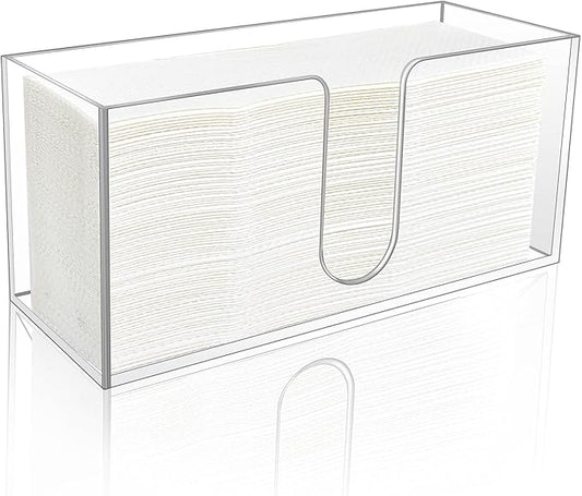 1Pack Acrylic Countertop Paper Towel Holder, Paper Towel Dispenser Countertop/Acrylic Napkin Holder(5mm Acrylic) C-fold or MultiFold Trifold Paper Towels for Bathroom, Kitchen,Restaurant (1)