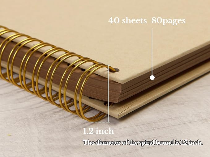 potricher 8 x 8 Inch DIY Scrapbook Photo Album 80 Pages Thick Kraft Blank Yellow Paper Memory Book for Wedding and Anniversary Family (Yellow, 8 Inch)