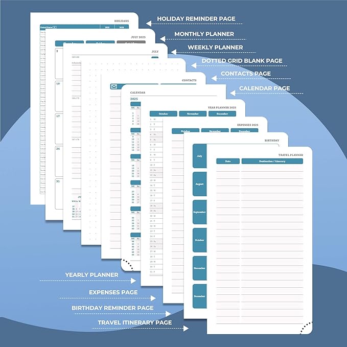 Weekly Monthly 2026 Planner (Jan.26-Dec.26),6.5"x3.75",12 Months Agenda Plan with Month Tabs & Pocket,Expenses/Note Pages, Appointment Book Calendar with Hardcover Vegan Leather Cover,Blue