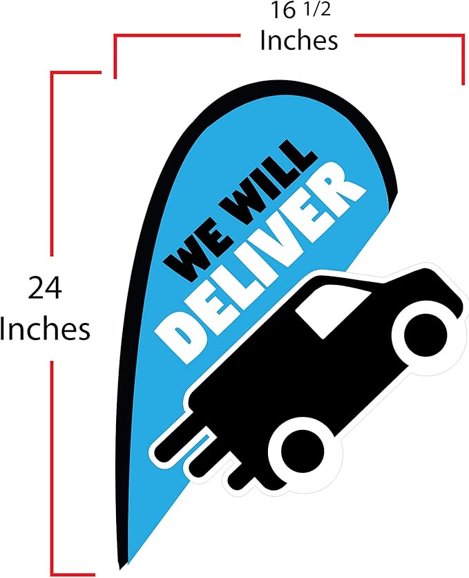 Indoor Outdoor Double Sided Window Flag for Business Sign Drive Thru, Delivery, Pick Up, Essential Business and We are Open Small 3D Flag Kit for Small Business (Deliver)