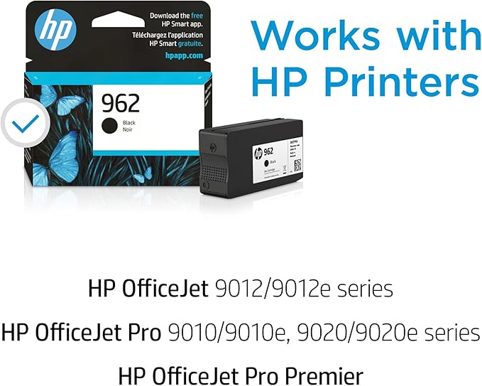 HP 962 Black Ink Cartridge for HP Printers | Works With Printer Series: OfficeJet 9010, Pro 9020 | Eligible for Instant Ink | 3HZ99AN