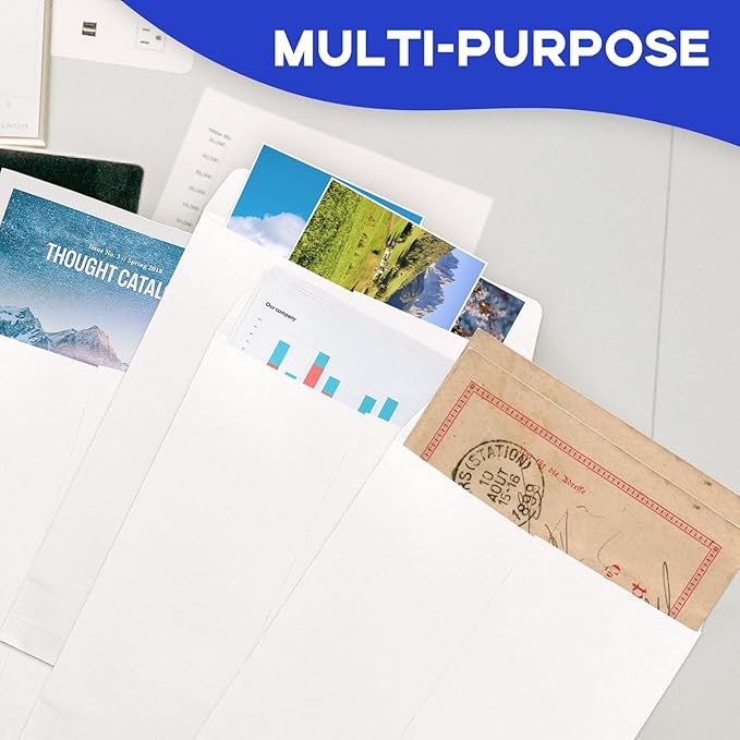 10x13 White Envelopes Self Seal 100 Pack, Goefun 80GSM Paper Security Catalog Large Envelopes 10x13 with Peel and Seal Flap for Mailing, Organizing and Storage