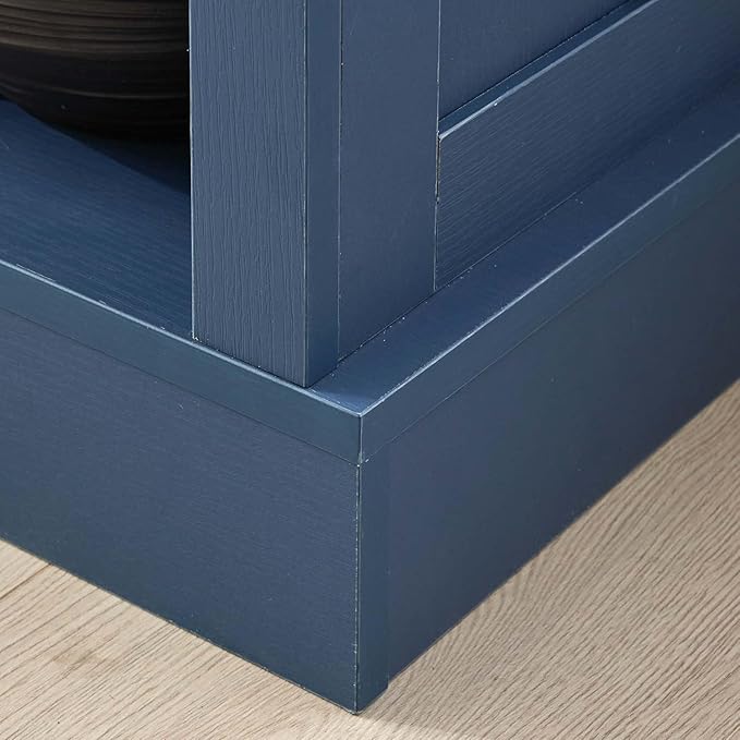 9 Cube Storage Organizer, 3 Tier Bookshelf for Living Room, Farmhouse Bookcase with Led, Kids Toy Storage Cabinet, Wall Cubby Shelves for Home Decor, Wood Display Cabinet for Bedroom, Blue