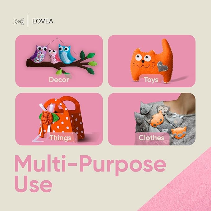 EOVEA | Acrylic Felt Fabric by The Yard - Non-Stiff, Soft Material - 72" Wide - 1.6mm Thick Felt Sheets for DIY Crafts, Sewing, Upholstery, Cushion, Padding(Baby Pink, 2 Yard)