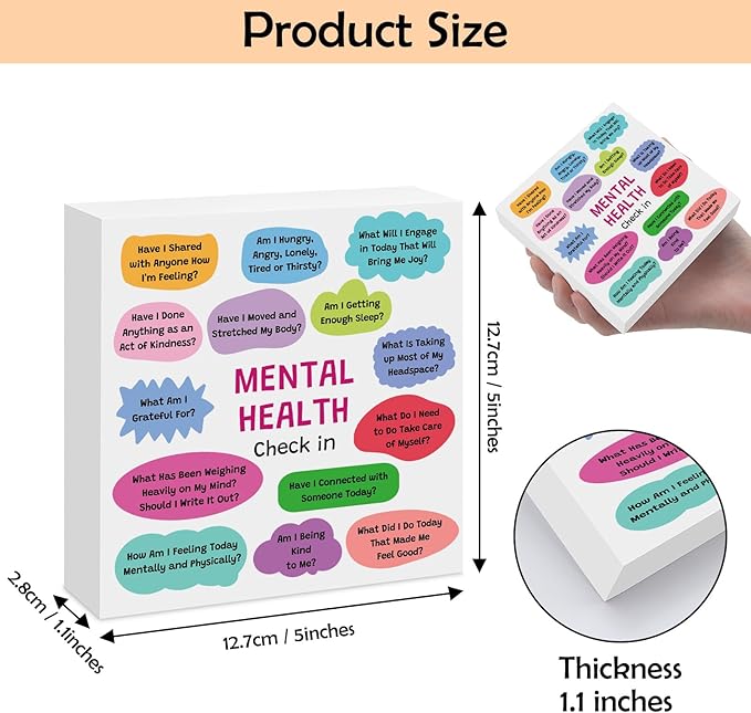 Therapy Office Desk Decor Wooden Box Sign Mental Health Gift School Counselor Gifts Therapist Gifts for Women Health Inspirational Gift for Friends Coworkers Counselor Psychologist Wooden Box Sign