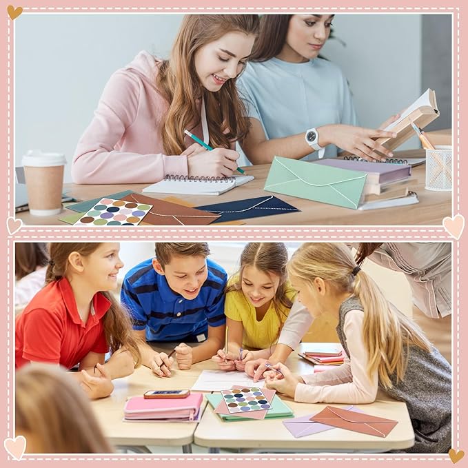 TaoBary 160 Packs Stationery Paper Set (50 Double Sided Stationery Writing Papers 50 Matching Envelopes) 60 Round Dot Sticker, 10 Design(11 x 8.5 Inch,Morandi Color)