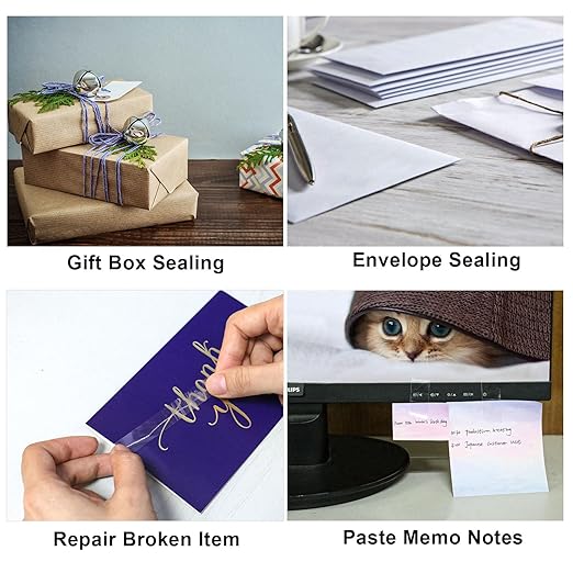 BOMEI PACK 8Rolls Clear Tape Refills for Dispenser, Transparent Gift Wrap Tape 3inch Core for Home, Office, 3/4inch x 60yds