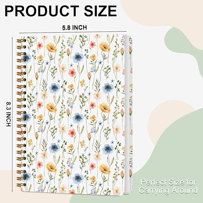CFGBFDGH 2Pcs Floral Spiral Notebooks for Work, A5 Hardcover Notebook Journal for Women, Floral Journal 8.3x5.8inch College Ruled Notebook Travel Journal for Writing Office Note Taking, Floral Diary