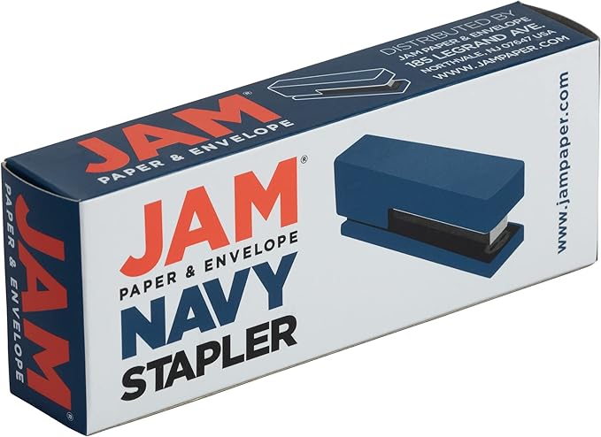JAM PAPER Modern Desk Stapler - Navy Blue - Sold Individually