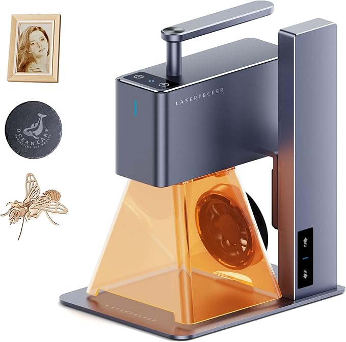 LaserPecker LP2 Handheld Laser Engraver, 1kg Portable Engraving Machine for Wood/Leather/Coated Metal, 36000mm/min Speed & 0.05mm Precision, Multi-Angle Engraving, Basic Set