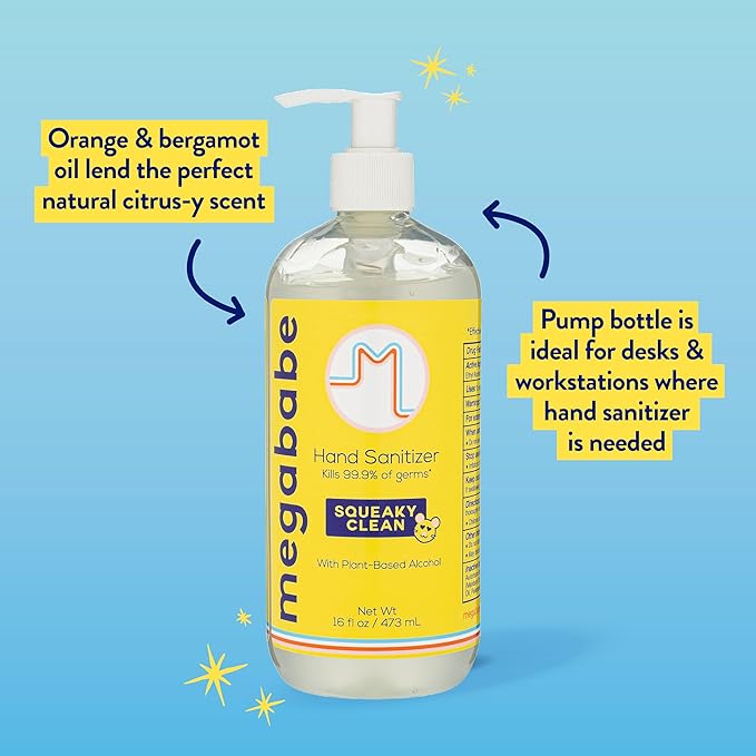 Megababe Squeaky Clean Hand Sanitizer Pump 16oz