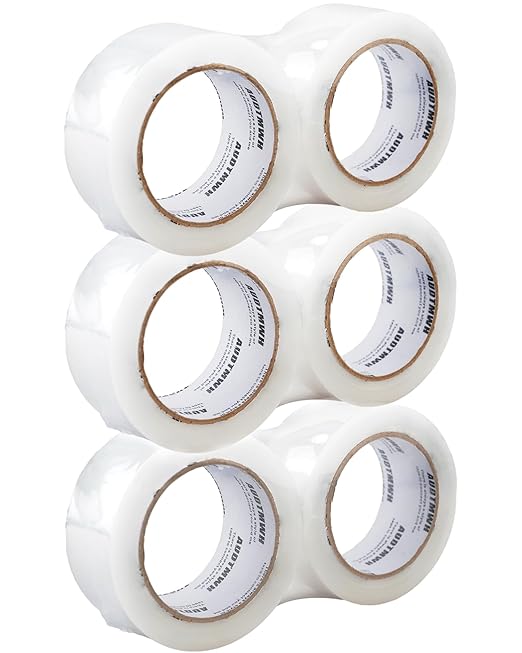 Clear Packing Tape, Heavy Duty Packaging Tape Designed for Moving, Packing, Shipping and Mailing, 1.88" x 63 yds, 6 Rolls