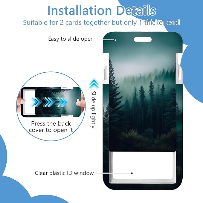 Lanyards with Id Holder, Misty Forest ID Badge Holder with Retractable Lanyard, ID Holder with Badge Reel Clips, Name Tag ID Card Holder Teacher Women Doctor Office Gift