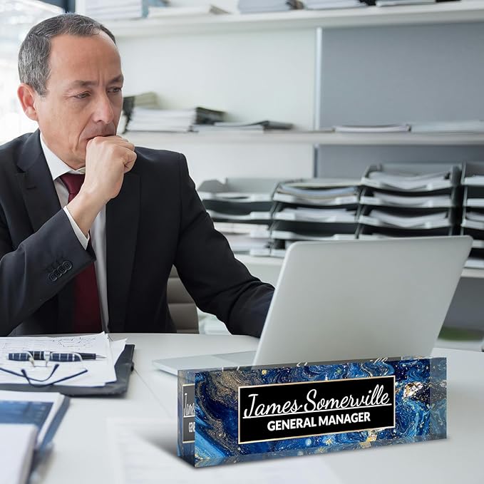 Desk Name Plate Personalized, Custom Name Plate for Desk, Acrylic Desktop Accessories, Office Gift & Decor for Women Men, Teacher Nurse Boss Employee Appreciation Gifts