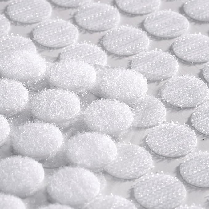 1000Pcs (500 Pairs) 0.78in/20mm Diameter Hook and Loop Self Adhesive Dots Tapes, White Nylon Sticky Back Dots, Fastener Round Tapes for Home, Office and Classroom