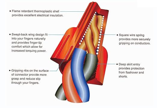 Happy Emily 500pcs, Tan Winged Wire Connectors, Twist-On Easy Screw On Type Connectors, Heavy Duty, for Connect Electrical Wiring, Wing Wire connectors, Easy Twist-On Ribbed Cap