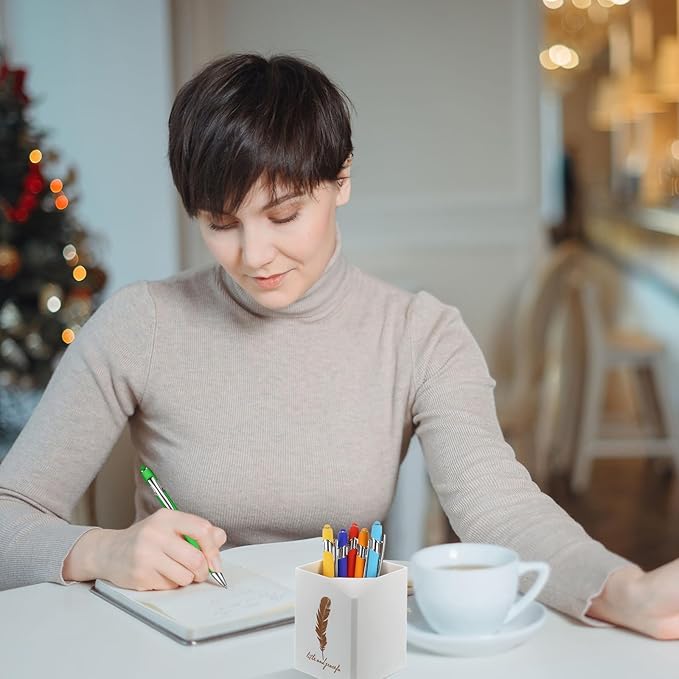 Zonon 38 Pieces Rubberized Ballpoint Pen with Stylus Tip Stylish Metal Pen Capacitive Styli with Soft Rubberized Grip, Black Ink for Most Devices(Chic Colors)