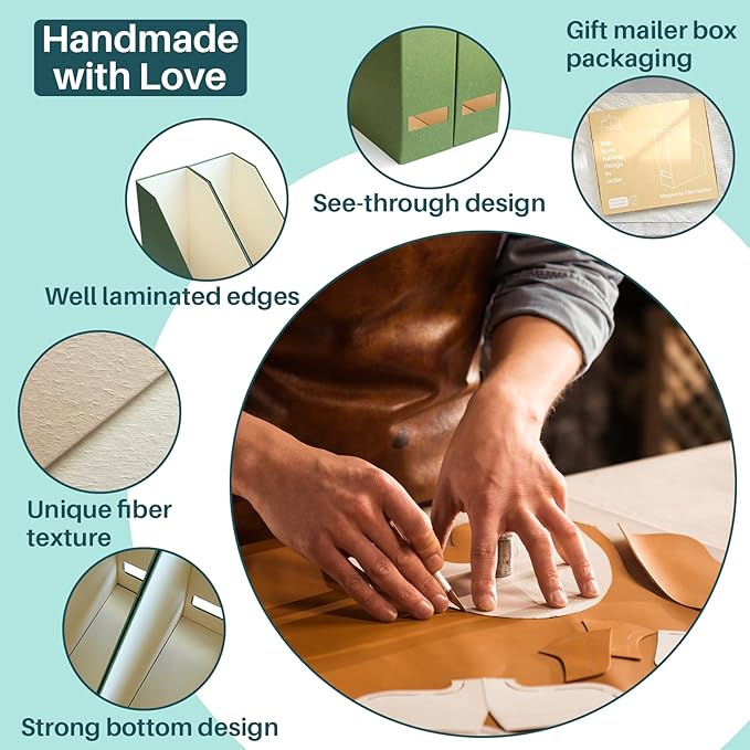 Magazine Holder - File Holder and Desk Organizer, Paperboard Book Organizer and Storage Box for Documents, Magazine Holder Rack for Classroom, Home, and Office (Leaf Green, 2-Pack)