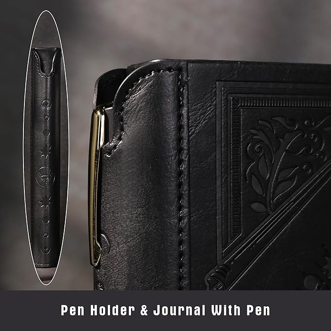 TIEFOSSI Lined Journal Notebook for Women Men, Leather Journal with Pen, A5 Evil Eye Hardcover Notebook for Work, Journaling, Travel & School, 100 GSM Thick Paper, 320 Numbered Pages, 6.2 x 8.3 in